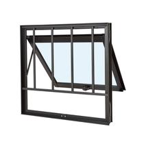 Janela de Aluminio Maxim-Ar 60x60cm com Grade, e com Vidro Liso Ultra Ramassol Preto