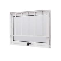 Janela de Alumínio Maxim-Ar 60x80cm com Grade e Vidro Boreal Cristal Ramassol Branco Janela de Alumínio Maxim-Ar 60x80cm com Grade e Vidro Boreal Cristal Ramassol Branco