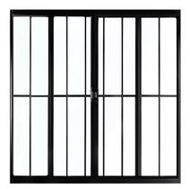 Janela de Alumínio Preto Vitro de Correr 4 Folhas Com Grade CMC Modular - 1.00 (L) X 1.00 (A)