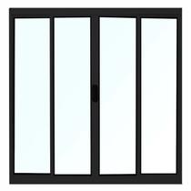 Janela de Alumínio Preto Vitro de Correr 4 Folhas Sem Grade CMC Modular - 1.20 (L) X 1.00 (A)