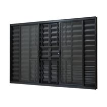 Janela de Alumínio Veneziana 100x120cm 6 Folhas com Grade e com Vidro Liso Ultra Ramassol Preto