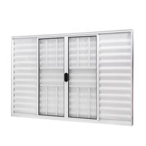 Janela de Aluminio Veneziana 100x120cm 6 Folhas com Grade e Vidro Liso Slim Modular Ramassol