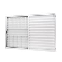 Janela de Alumínio Veneziana 100x150cm 3 Folhas com Grade e Vidro Liso Slim Modular Ramassol Branco Janela de Alumínio Veneziana 100x150cm 3 Folhas com Grade e Vidro Liso Slim Modular Ramassol Branco
