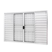Janela de Alumínio Veneziana 100x150cm 6 Folhas com Grade e Vidro Liso Slim Modular Ramassol
