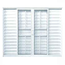 Janela de Alumínio Veneziana 100x150cm 6 Folhas com Grade e Vidro Liso Soft Plus MGM Branco Janela de Alumínio Veneziana 100x150cm 6 Folhas com Grade e Vidro Liso Soft Plus MGM Branco