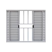 Janela de Alumínio Veneziana 100x200cm 6 Folhas Grade Hale Esquadrias Branco/Prata Janela de Alumínio Veneziana 100x200cm 6 Folhas Grade Hale Esquadrias Branco/Prata