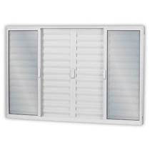 Janela de Alumínio Veneziana de Correr 100x120cm 6 Folhas 2 Fixas com Vidro Mini Boreal Linha Soft M