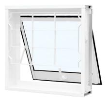 Janela De Banheiro Maxim Ar 80x60cm Aço Branco C/ Grade Branco Janela De Banheiro Maxim Ar 80x60cm Aço Branco C/ Grade Branco