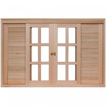 Janela de Correr 2 Caixilhos para Vidros Quadriculados 2 Venezianas Fixas 2 Venezianas de Correr Rondosul