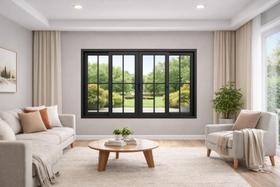 Janela de Correr 4 Folhas Com Grade Alumínio Preto 100x100 Linha 25