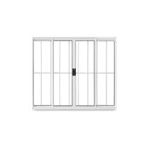 Janela de Correr Abertura Central Exclusiva 4 Folhas Grade Vidro Liso 100x150cm CRV Portas e Janelas