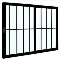 Janela de Correr Alumínio 100 x 120 x 8 cm Grade 2 Folhas V. Incolor Esquerda Preto Básica MMachado