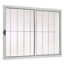Janela de Correr Alumínio Branco 2 Folhas Com Grade Esquerda 100x100x8cm Ecosul
