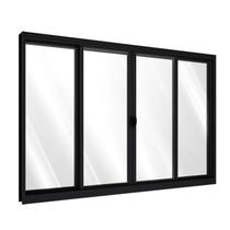 Janela de Correr Central Alumínio 4 Folhas 100x150cm Preto Riobras Central Janela de Correr Central Alumínio 4 Folhas 100x150cm Preto Riobras Central