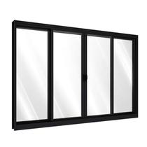 Janela de Correr Central Alumínio 4 Folhas 100x150cm Preto Riobras Central Janela de Correr Central Alumínio 4 Folhas 100x150cm Preto Riobras Central