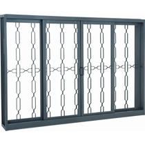 Janela de Correr em Aço Grade Elo 100x200 cm 4 Folhas Cinza Belfort Sasazaki Janela de Correr em Aço Grade Elo 100x200 cm 4 Folhas Cinza Belfort Sasazaki