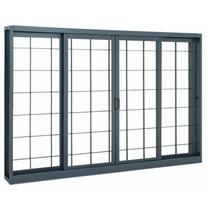 Janela de Correr em Aço Grade Quadriculada 100x200 cm 4 Folhas Cinza Belfort Sasazaki