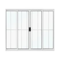 Janela de Correr em Alumínio Branco 100x150x7 cm 4 Folhas Com Grade Classic CRV
