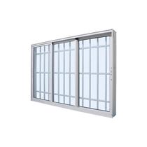 Janela de Correr em Alumínio Branco Caribe Max 100x200x12,2cm 3 Folhas Móveis c/ Grade Jap Janela de Correr em Alumínio Branco Caribe Max 100x200x12,2cm 3 Folhas Móveis c/ Grade Jap
