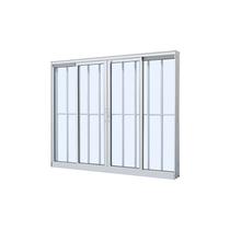 Janela de Correr em Alumínio Branco Duraline Fix 100x150x10,2cm 4 Folhas Grade Jap Janela de Correr em Alumínio Branco Duraline Fix 100x150x10,2cm 4 Folhas Grade Jap