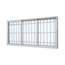 Janela de Correr em Alumínio Branco Perfecta Max 100x120x16cm c/ Grade 3 Folhas Móveis Jap Janela de Correr em Alumínio Branco Perfecta Max 100x120x16cm c/ Grade 3 Folhas Móveis Jap