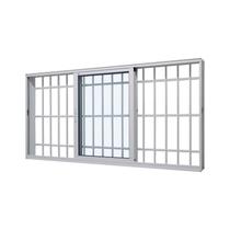 Janela de Correr em Alumínio Branco Perfecta Max 100x200x16cm c/ Grade 3 Folhas Móveis Jap Janela de Correr em Alumínio Branco Perfecta Max 100x200x16cm c/ Grade 3 Folhas Móveis Jap