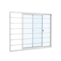 Janela de Correr em Alumínio Grade Horizontal 100x120 cm 2 Folhas Direita Branca Alumislim Sasazaki