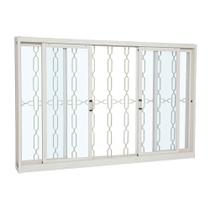 Janela de Correr Grade Elo em Aço 100 x 200 x 12 cm 4 Folhas Pratika Sasazaki