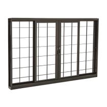 Janela de Correr Grade Quadriculada Black em Aço 120 x 150 x 12 cm 4 Folhas Pratika Sasazaki