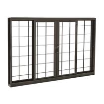 Janela de Correr Grade Quadriculada Black em Aço 120 x 200 x 12 cm 4 Folhas Pratika Sasazaki