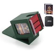 Janela de exibição dupla MTG Deck Box Stepane em couro PU verde