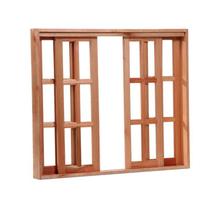 Janela de Madeira Vitro de Correr Quadriculado Reto Padrão Cedro Bat de 10 CM Esquadrias Longo - 2.20 (L) X 1.00 (A)