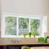 Janela de PVC 100x200cm 3 Folhas com Vidro Liso Itec Brimak Branco