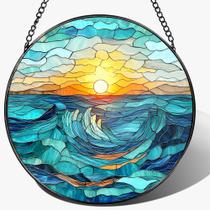 Janela de vitral pendurada em Pauyadu 20cm Beach Suncatcher Janela de vitral pendurada em Pauyadu 20cm Beach Suncatcher