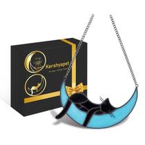 Janela de vitral pendurada Suncatcher Kershyapet Black Cat