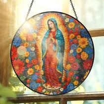 Janela de vitral pendurada Virgen De Guadalupe 20cm
