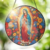 Janela de vitral pendurada Virgen De Guadalupe 25cm