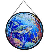 Janela de vitral suspensa Payutou Turtle de 20 cm com corrente Janela de vitral suspensa Payutou Turtle de 20 cm com corrente
