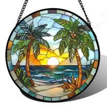 Janela de vitral suspensa Sun Catcher Sea Beach Design Janela de vitral suspensa Sun Catcher Sea Beach Design