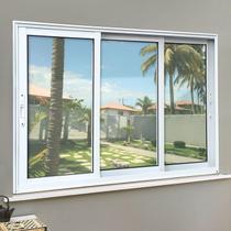 Janela Elite 3 Folhas Moveis Sequenciais 100 x 240 Vidro Liso Branco Brimak