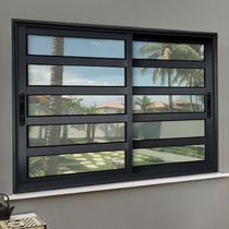 Janela Elite com Travessas 2 Folhas Moveis 100 X 100 Vidro Liso