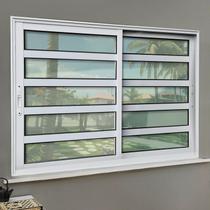 Janela Elite com Travessas 2 Folhas Moveis 100 X 120 Vidro Liso