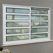 Janela Elite com Travessas 2 Folhas Moveis 100 X 150 Vidro Liso