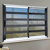 Janela Elite com Travessas 2 Folhas Moveis 100 x 200 Vidro Reflex Mix Preto Brimak Janela Elite com Travessas 2 Folhas Moveis 100 x 200 Vidro Reflex Mix Preto Brimak