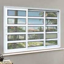 Janela Elite com Travessas 3 Folhas Moveis Sequenciais 120 x 200 Vidro Liso Branco Brimak Janela Elite com Travessas 3 Folhas Moveis Sequenciais 120 x 200 Vidro Liso Branco Brimak