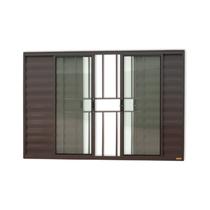 Janela Janela Veneziana Confort 6 Folhas com Grade Vidro Liso 100cm X 150cm Brimak Janela Janela Veneziana Confort 6 Folhas com Grade Vidro Liso 100cm X 150cm Brimak