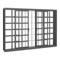 Janela Massa Externa Quadriculada com Grade em Aço 100 x 150 x 8 cm 4 Folhas Belfort Sasazaki Janela Massa Externa Quadriculada com Grade em Aço 100 x 150 x 8 cm 4 Folhas Belfort Sasazaki