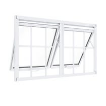 Janela Maxim Ar 2 Seções Aluminio Branco Com Grade Linha 25 - 60x200