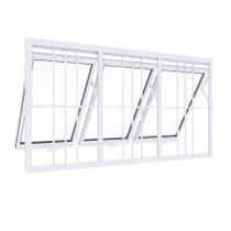 Janela Maxim Ar 3 Seções Aluminio Branco Com Grade Linha 25 - 40x120