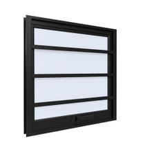 Janela Maxim-Ar Com Grade 100cmx60cm em Alumínio Preto com Vidro Vitrolar Janela Maxim-Ar Com Grade 100cmx60cm em Alumínio Preto com Vidro Vitrolar